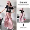 Conjunto de Jazz para Niñas 2026 Verano Nuevo Camiseta de Manga Corta y Pantalones Cargo para Niños Mayores Desfile de Moda Street Dance Atuendo de Moda