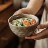 Estilo Japonés Retro Tazón de Arroz Cerámica al por Mayor Tazón Pequeño Vajilla Doméstica Tazón de Arroz Comida para una Persona Tazón Redondo para Fideos