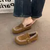 Mocasines retro esmerilados estilo bosque con felpa 2026 modernos de otoño e invierno cálidos sin cordones abuela suela suave Zapatos de algodón Birkenstock