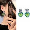 Estilo Vintage Retro Francés Hong Kong Monet Medieval Clip para Oreja Pendientes de Perla Pendientes Verdes Joyería Femenina para Orejas