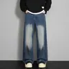 Jeans rectos estilo americano para hombre, engrosados para otoño e invierno, estilo unisex, marca de moda urbana, corte holgado, talla grande, negro