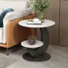 Sofá lateral de lujo ligero para sala de estar, mesa auxiliar, mesa redonda para balcón, doble capa, de alta gama, simple, creativo, mesa pequeña, mesita de noche para el hogar, mesa de centro