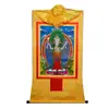 "La Guanyin de cuatro brazos" Thangka Tíbet pintura colgante dorada enmarcada Tíbet "Bodhisattva Guanyin" pintura mural