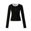 ESCOLHA DO EDITOR Estilo Coreano Caimento Relaxado Gola Henley Camiseta Base Slim Feminina Top Casual Preguiçoso Peça Externa W329