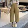 Calça de veludo cotelê retrô de nove pontos com senso de design para mulheres 2026 Outono/Inverno Novo 100% Algodão Casual Calça de perna larga Calça curta feminina