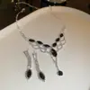Pendientes Colgantes de Gota de Agua con Pedrería Estilo Coreano, Cadena para Clavícula de Moda Versátil, Set de Joyería de Lujo Ligero