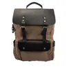 Mochila Retro Estilo Americano de Lona Encerada al Aceite con Cuero Crazy Horse, Mochila de Viaje con Logo Personalizable, Bolsa para Portátil para el Día a Día
