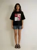 Design de Verão Nicho Camiseta 100% Manga Curta para Mulheres, Estilo Preguiçoso Estampa de Letras Casual Versátil Top de Meia Manga Ins