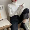Camiseta básica de cuello alto de terciopelo doble cara para mujer, otoño e invierno, forrada de polar, engrosada, elegante, de alta gama, top cálido