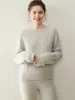 Suéter de Cachemira con Cuello Redondo para Mujer, Suéter Tejido Trenzado de Tres Hilos Engrosado, Top Básico de Lana de Manga Larga Holgado para Otoño e Invierno