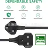 Cable de alimentación estándar británico Enchufe Toma de corriente Resistente Ignífugo Toma única Cable de extensión Cable de alimentación pequeño Toma de corriente negra