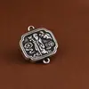 Ciervo Dorado Rey Plata Pura Estilo Étnico Vintage Símbolo de Longevidad Plata de Ley 990 Accesorio de Cuerda Trenzada Hecha a Mano DIY Joyería