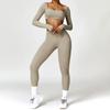 Zechuang cross-border inverno nude apertado yoga terno cintura alta secagem rápida corrida esportes treino roupas conjunto de duas peças 8518
