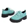 Tallas 35-43, Zapatos de Moda para Mujer para Todas las Estaciones, Zapatos de Cuero Gruesos de Goma Talla Grande, Plataforma Impermeable de Tacón Medio para Mujer