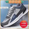 Sapatos Masculinos de Couro Impermeáveis com Cadarço da Moda, Sapatos Casuais Masculinos, Tênis de Corrida de Cano Baixo com Solado Grosso, Sapatos Esportivos Masculinos da Moda
