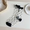 Medias de Cristal para Mujer en Verano, Delgadas, Transparentes y con Lazo Dulce, Calcetines Lindos de Lunares Estilo Girl Japonés