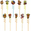 Dibujos animados Winnie the Pooh Pajitas Espirales de Colores Pegatinas Creativas para Pajitas Decoración de Fiesta Pajitas Curvas Venta al por Mayor Transfronteriza