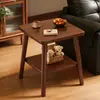 Mesa Cuadrada Pequeña para Apartamentos Pequeños, Mesa de Café Móvil, Mesa Lateral para Sofá con Patas de Madera Maciza para Casa de Alquiler, Mesa de Noche, Mesa de Té para Balcón