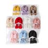 Calcetines de punto para recién nacidos, rellenos de algodón, con lazo grande, conjunto de calcetines, gorro para bebé, gorra con cintas, estilo Ins