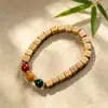 Pulseira de Contas Cilíndricas Estilo Antigo de Jacarandá Preto, Sândalo Roxo, Jade Claro Vermelho-Verde, Jade Branco, Raiz de Bodhi, Joias de Estilo Étnico Atacado