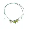 Collar Trenzado de Peces Pequeños, Estrellas de Mar y Conchas de Cerámica Dopamina para Mujer, Accesorio de Cadena Larga Estilo Vacaciones de Verano Dulce