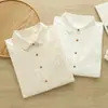 Camisa Blanca de Manga Larga con Bolsillo de Encaje de Corazón y Jacquard de Libélula Estilo Japonés Otoño 2025 para Mujer Casual Delgado