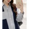 Ai Preço Real # Conjunto de Duas Peças Camisa Cachecol Listrada para Mulheres, Outono Casual Solto para Camada com Manga Longa