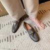 Mocasines Super Suaves de Camelia Nueva Colección Primavera y Otoño 2025 Tacón Bajo Redondo Piel Genuina Elegantes Grises Elefante Boca Profunda Zapatos de Una Sola Capa para Mujer