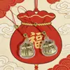 Bolsa de la fortuna de oro puro 999 llavero de hilo rojo dorado decoración colgante para bolsa de teléfono móvil regalo