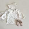 T-shirt do bebê 24 Primavera Boneca Colar Manga Longa Base Shirt Baby Girl's Long Sleeve Top Coreano Outono Ins Floral Cotton