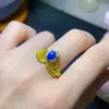 Anel de cobre com incrustação de opala azul, pedra principal 5*7mm, venda quente transfronteiriça, direto da fábrica, atacado