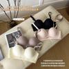 Ropa interior de media copa con forma de huevo pequeño y pecho redondo para mujer, sujetador sexy con tiras push-up y escote pequeño, antiflacidez