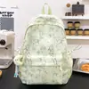 Mochila Nova Tendência Estilo Coreano, Alta Aparência, Cor Sólida com Estampa de Bambu para Alunos do Ensino Fundamental, Leve, Grande Capacidade, Bolsa de Ombro Duplo