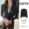 K1886 Cárdigan de Doble Cremallera Chaqueta Corta Cepillada para Mujer Otoño/Invierno Cálido Cuello Redondo Ajuste Delgado Top Base