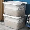 Caja de almacenamiento transparente de plástico con tapa caja de almacenamiento para ropa para el hogar caja de almacenamiento extragrande caja de almacenamiento