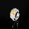 Zhuang Shengsheng Joias Cobre Incrustado Quente Diamante de Alto Carbono Corte Flor de Gelo Anel Anel de Diamante Laço Pedra Principal 8*8