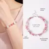 Pulsera de Hilo para Mano con Cuentas de Flor de Concha de Cristal Natural Irregular para Niñas Cuento de Hadas Dopamina Colores Dulces Adorno de Mano