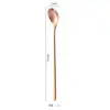 Cuchara Cuadrada de Acero Inoxidable 304, Cuchara para Semillas de Melón, Cuchara Mezcladora de Mango Largo para Postres de Té con Leche, Gota de Agua Café Miel Pastel Creativo
