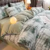 Conjunto de Cama de Lã Bolha para Casa de Quatro Peças Leite Lã Mais Veludo Gradiente Cor Sólida Inverno Espessado Quente Lã Roupa de Cama para Dormitório