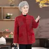 Jaqueta Botão Bordada de Outono da Vovó para Mulheres, Blusa Estilosa de Outono e Inverno para Idosos, Roupa para Banquete de Casamento de Mulheres Idosas