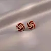 Pendientes de Plata de Ley S925 Nudo de Corazón Rojo Vino 2025 Nuevos Pendientes Populares para Mujer con Diseño Único y Acabado de Alta Gama