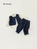 Ropa Infantil Bangxuan Traje para Niños Estilo Coreano Primavera y Otoño Chaleco de Mezclilla Camisa Jeans Conjunto de Tres Piezas para Niños Ropa para Niñas