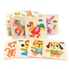Rompecabezas de madera infantil de dibujos animados tridimensional para bebés, juguete educativo de desarrollo temprano, animal, tráfico, juguete de mano, 2-3 años