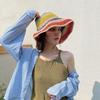 Novo Chapéu de Palha de Verão Estilo Hyun Ya Crocheted à Mão Dobrável Tecido Quebra-Sol Protetor Solar Viagem ao Ar Livre Férias Beira-Mar para Mulheres