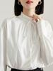 Camisa blanca de moda estilo francés con orejas para mujer, primavera y otoño, nueva, elegante, de alta calidad, textura, color sólido, manga larga.