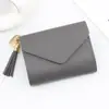Nova moda feminina carteira curta tripla, porta-moedas simples com franja, bolsa de mão, porta-cartões, porta-moedas, bolsa de mão