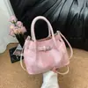 Bolsa de trabalho plissada estilo coreano com cinto, nova bolsa de mão de moda vintage 2026, bolsa de ombro e transversal para mulheres