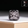 Espíritu joven danza del león accesorios fábrica directa obsidiana plateada natural cabeza de león tridimensional estilo retro piedra plateada Yao danza del león