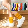 Calcetines Calcetines de Algodón para Mujer Primavera y Verano Calcetines de Media Caña Estilo Académico Estilo Coreano ins Moderno Personalizado Combinable Aguja Doble Caña Larga Calcetines Apilados para Mujer