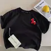 Camiseta Infantil de Manga Curta para Meninos, Primavera/Verão 26, Estilo Coreano, Bordado Estiloso de Cavalinho, Algodão Puro, Camiseta Básica Casual para Crianças Pequenas